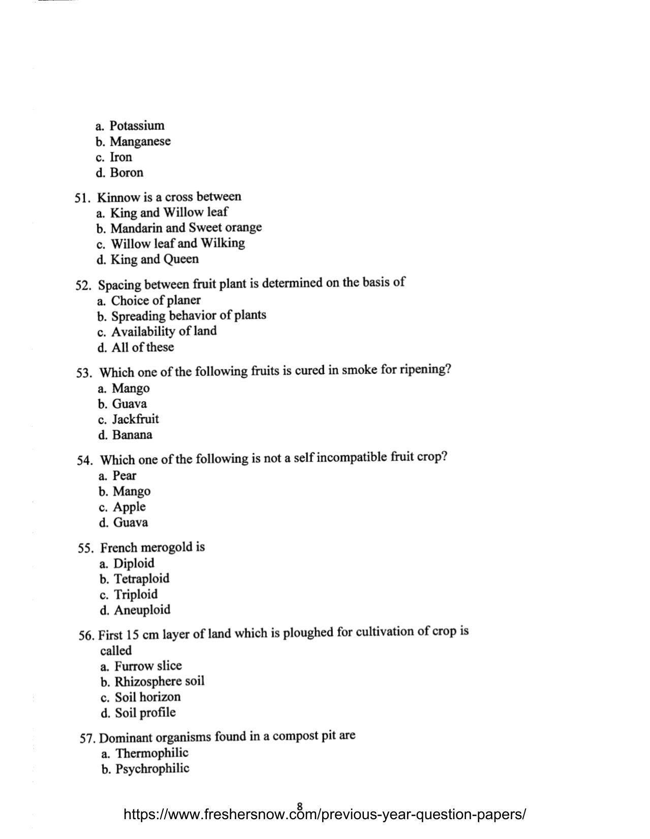 MCAER Ph.D. CET Question Papers PDF for Agriculture - Page 8