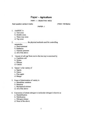 MCAER Ph.D. CET Question Papers PDF for Agriculture
