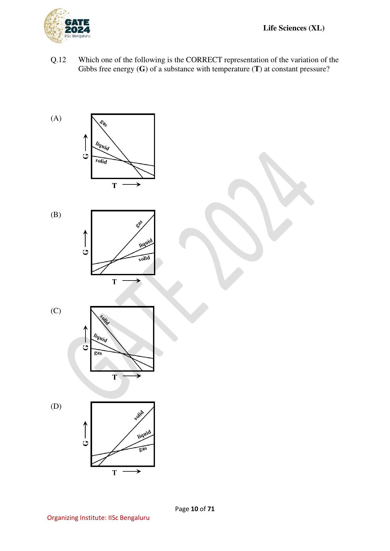 GATE 2024 Life Sciences (XL) Question Paper - Page 10