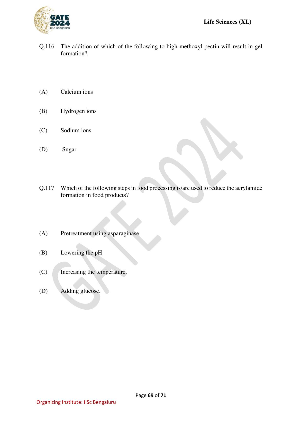GATE 2024 Life Sciences (XL) Question Paper - Page 69