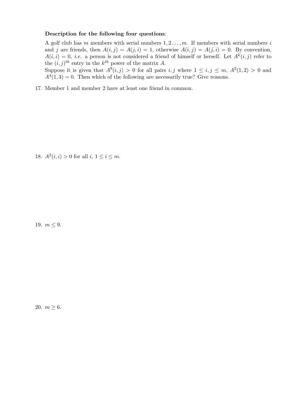 CMI Entrance Exam 2018 Question Paper MSc Data Science - Page 16