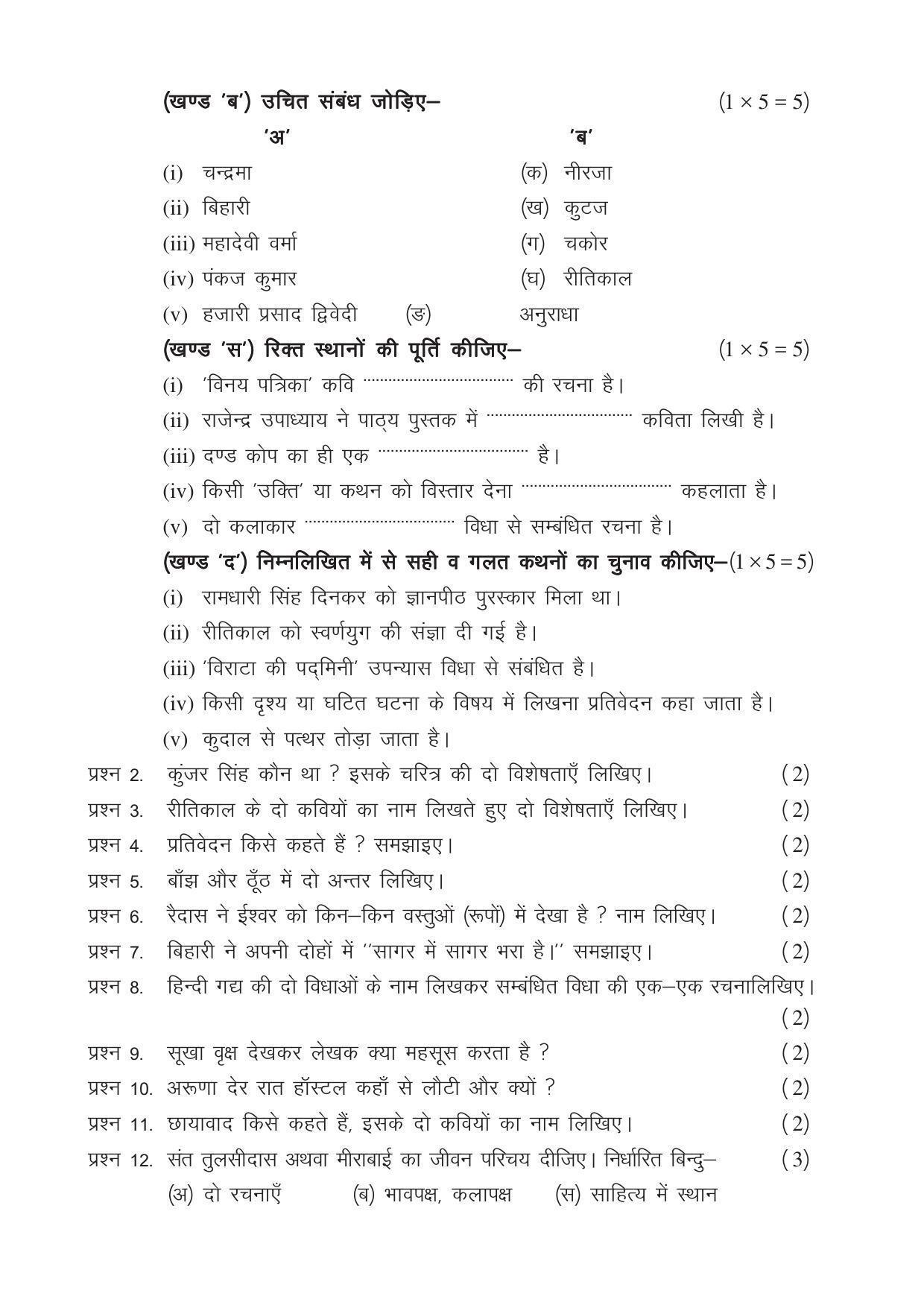 CGSOS Class 12 Model Question Paper - Hindi - IV - Page 2