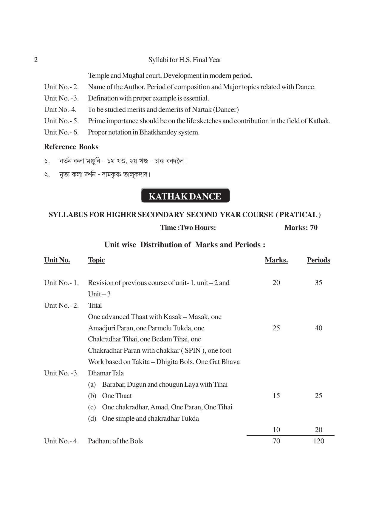 AHSEC 2nd Year Kathak Dance Syllabus - Page 2
