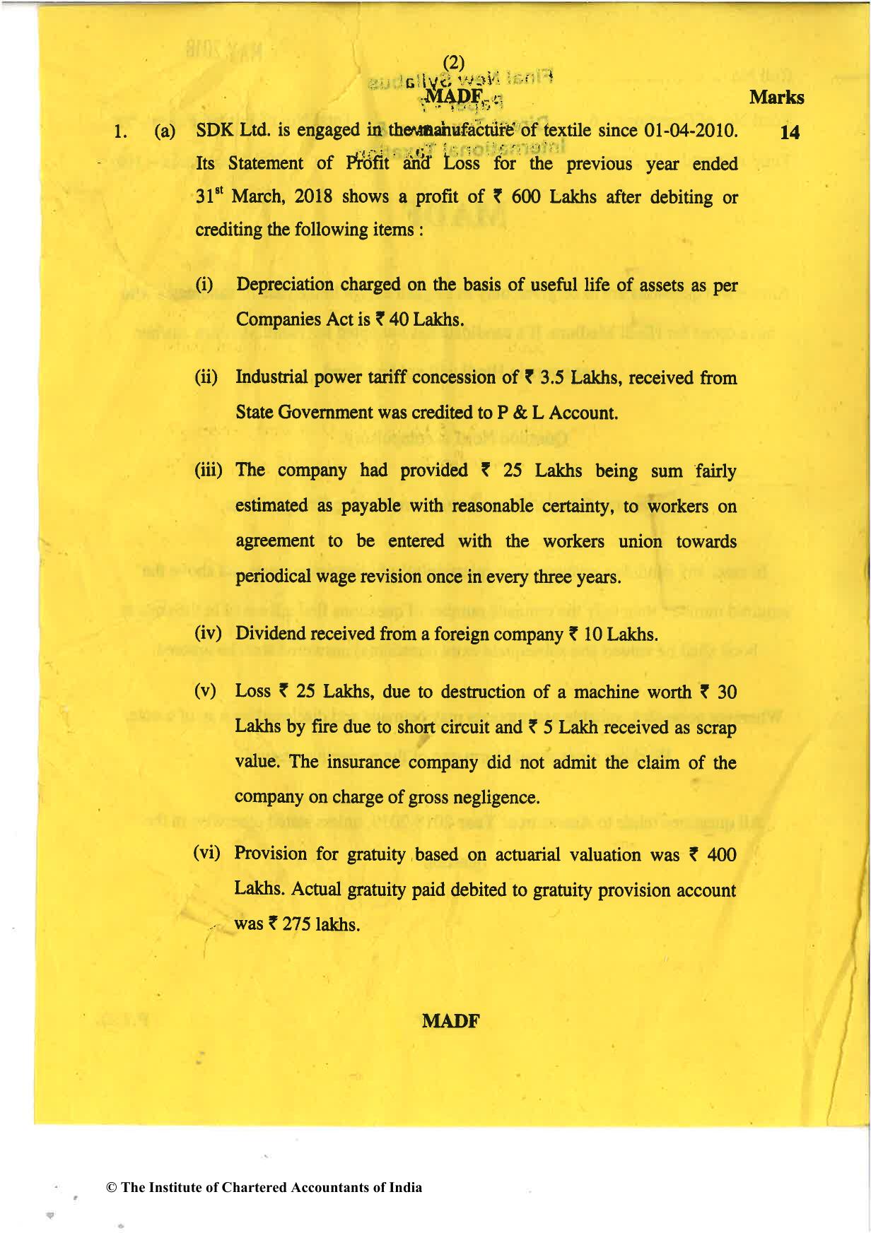 CA Final May 2018 Question Paper - Paper 7 – Direct Tax Laws and International Taxation - Page 2