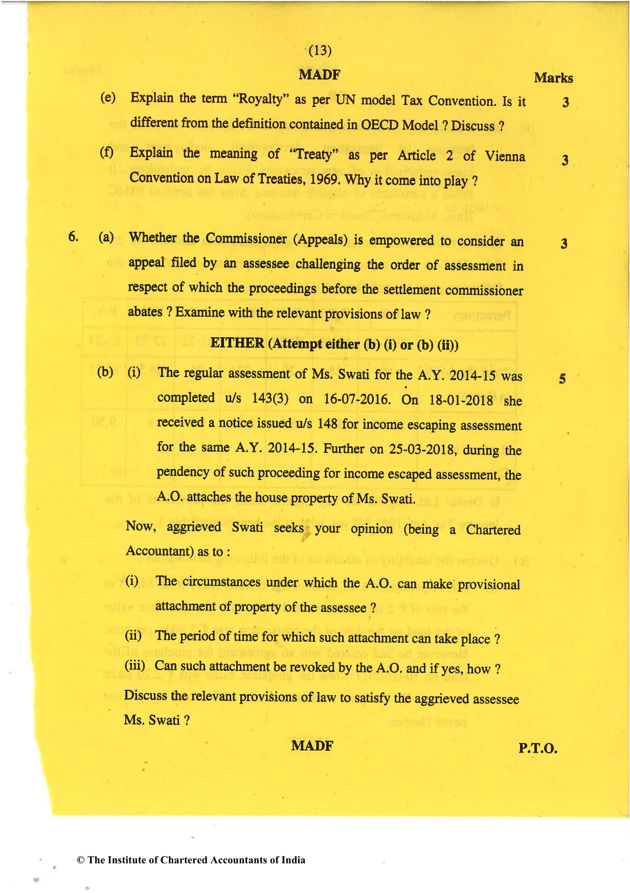 CA Final May 2018 Question Paper - Paper 7 – Direct Tax Laws and International Taxation - Page 13