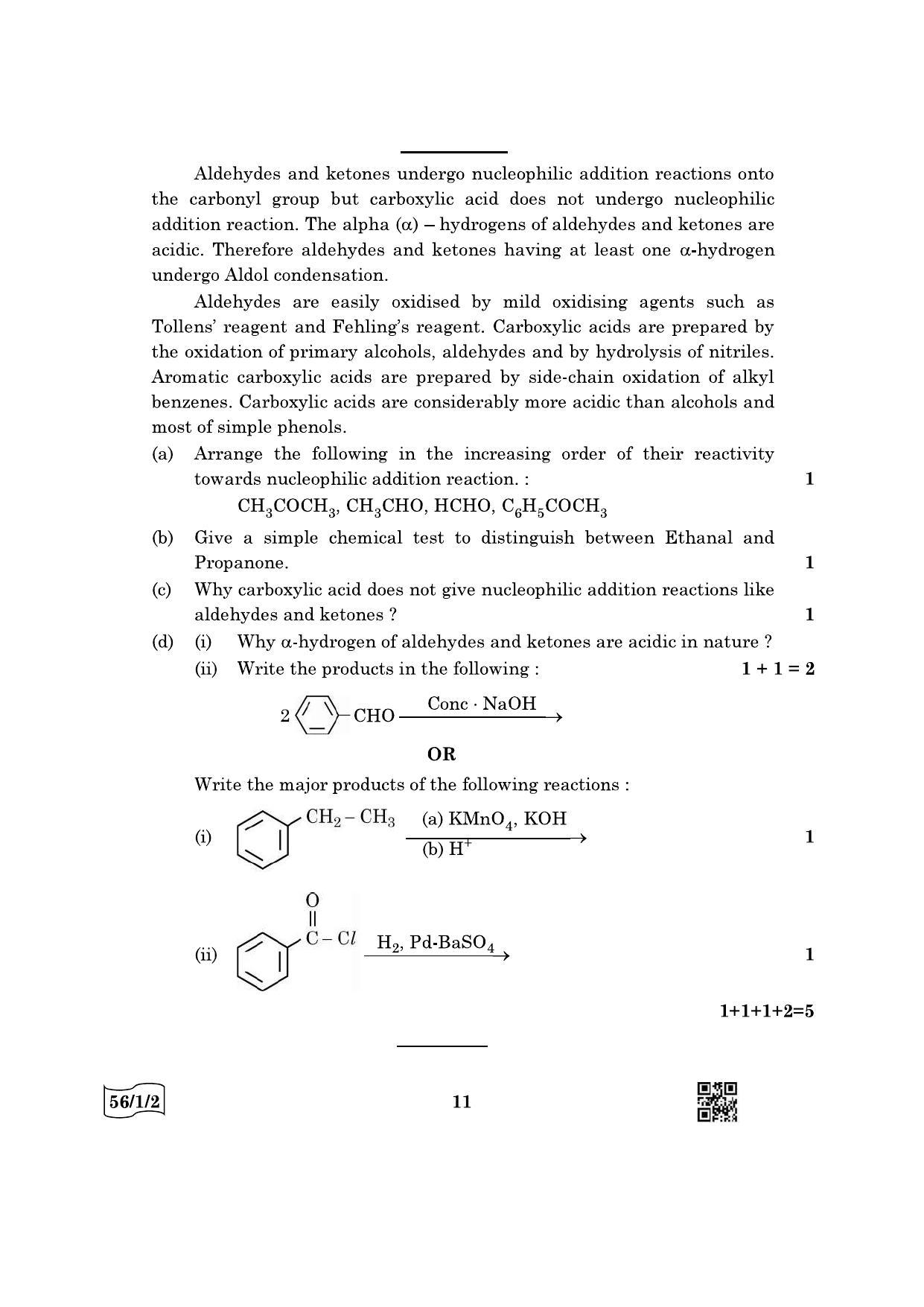 CBSE Class 12 56-1-2 Chemistry 2022 Question Paper - Page 11