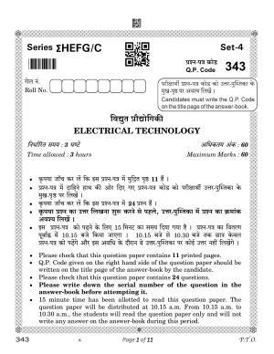 CBSE Class 12 Electrical Technology (Compartment) 2023 Question Paper