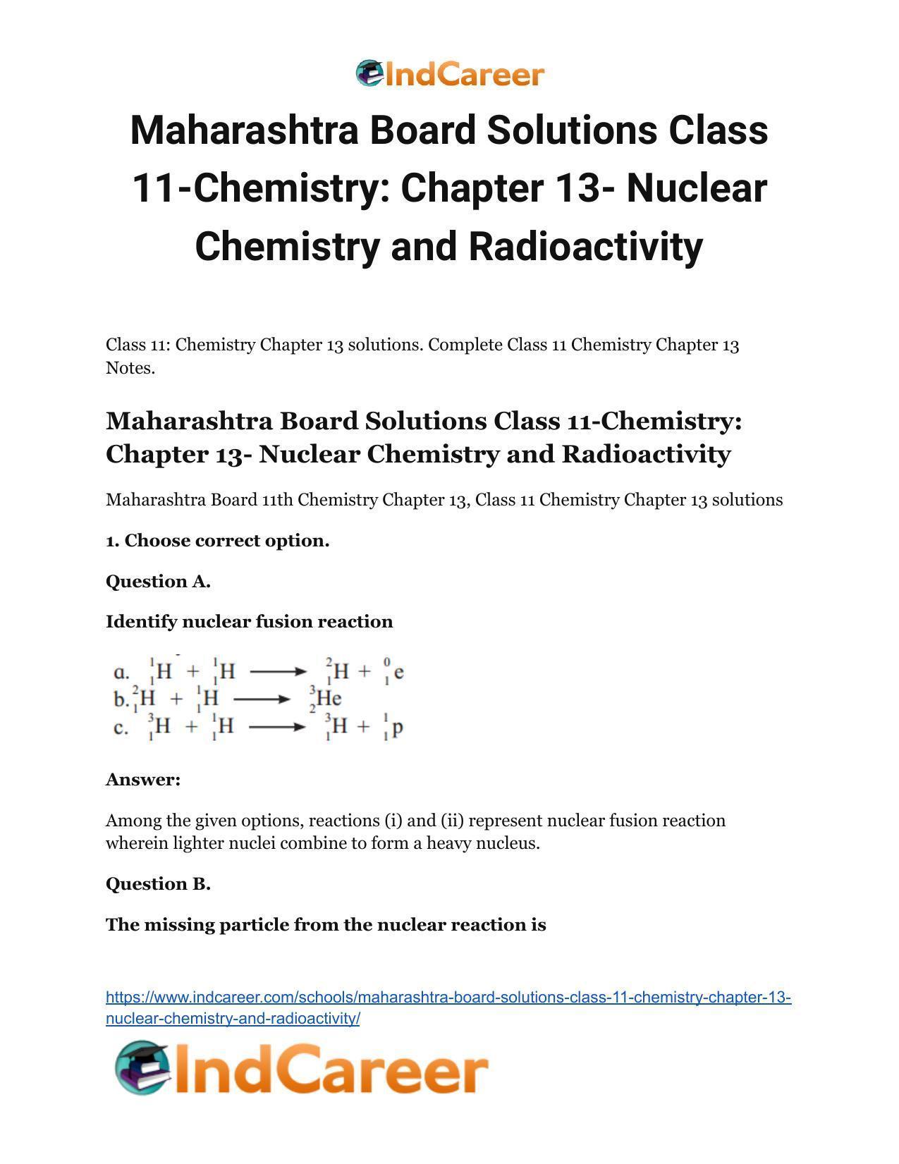 Maharashtra Board Solutions Class 11-Chemistry: Chapter 13- Nuclear Chemistry and Radioactivity - Page 2