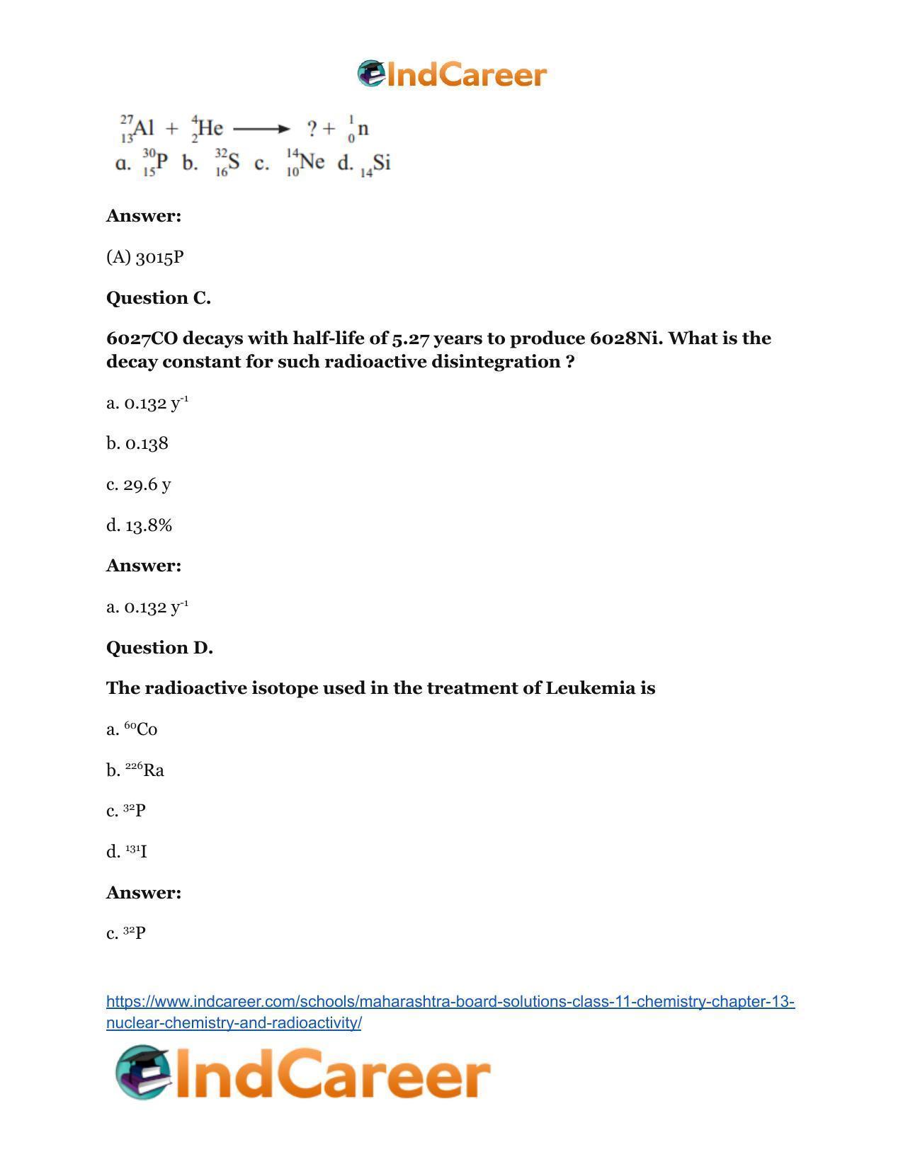 Maharashtra Board Solutions Class 11-Chemistry: Chapter 13- Nuclear Chemistry and Radioactivity - Page 3