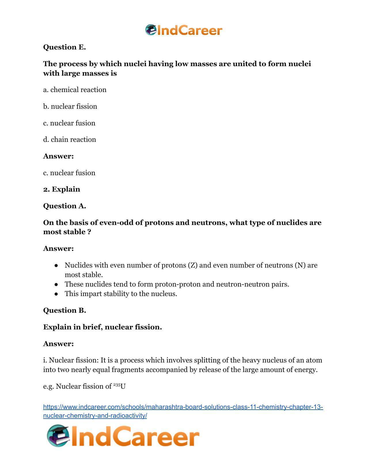 Maharashtra Board Solutions Class 11-Chemistry: Chapter 13- Nuclear Chemistry and Radioactivity - Page 4