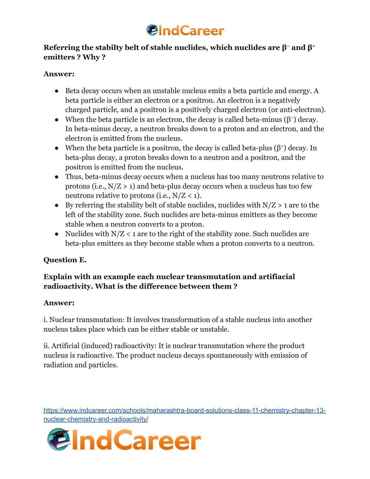 Maharashtra Board Solutions Class 11-Chemistry: Chapter 13- Nuclear Chemistry and Radioactivity - Page 6