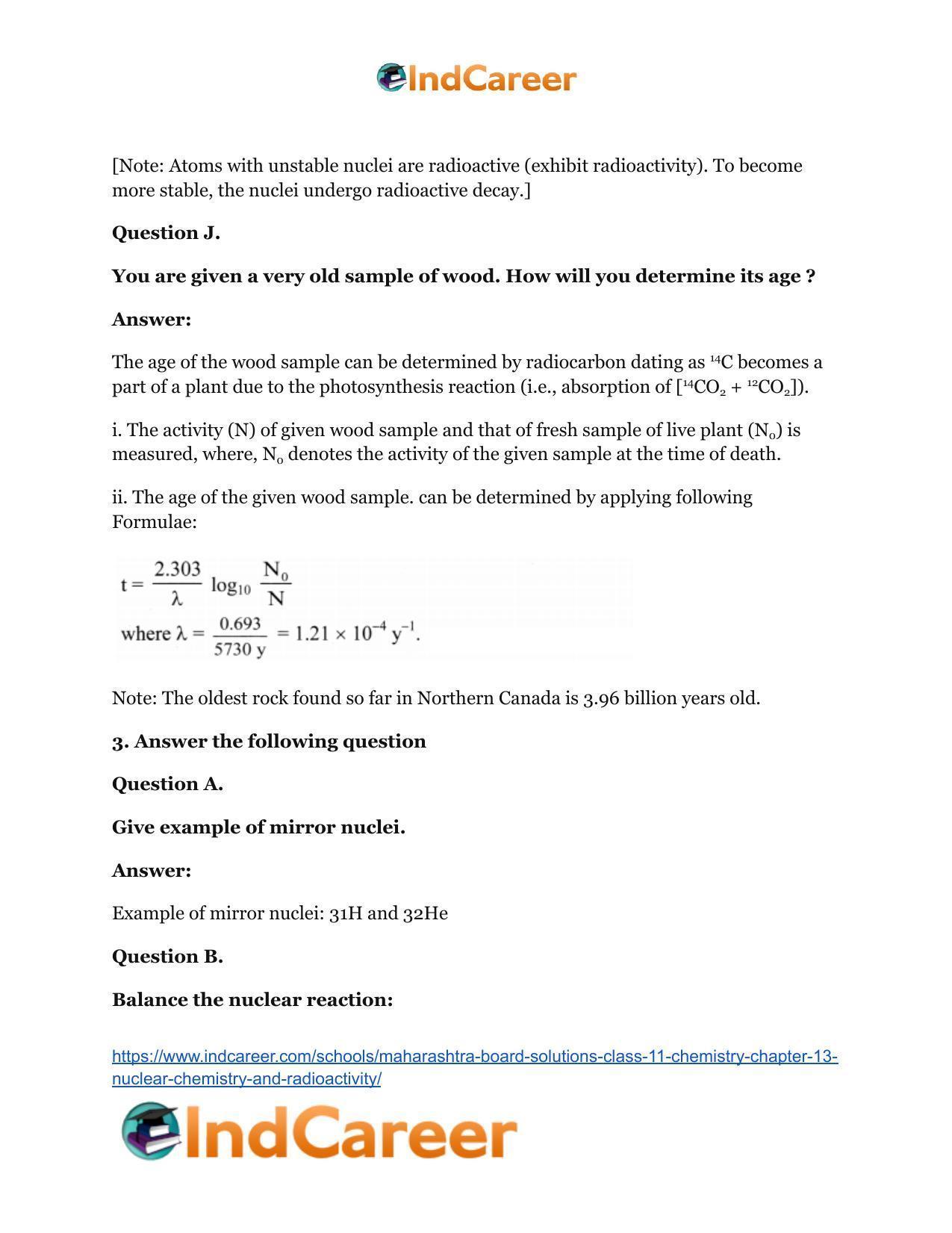 Maharashtra Board Solutions Class 11-Chemistry: Chapter 13- Nuclear Chemistry and Radioactivity - Page 11
