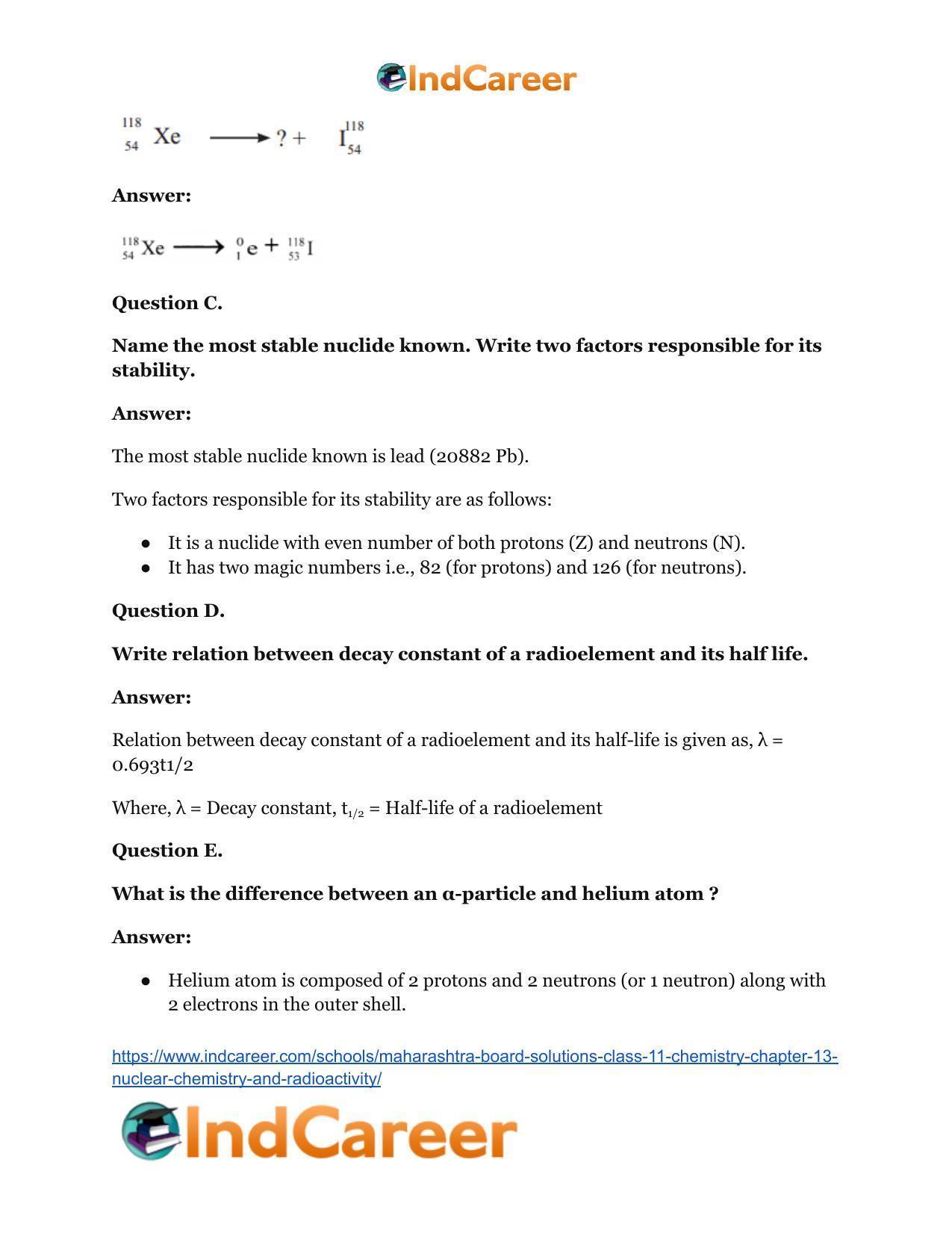 Maharashtra Board Solutions Class 11-Chemistry: Chapter 13- Nuclear Chemistry and Radioactivity - Page 12