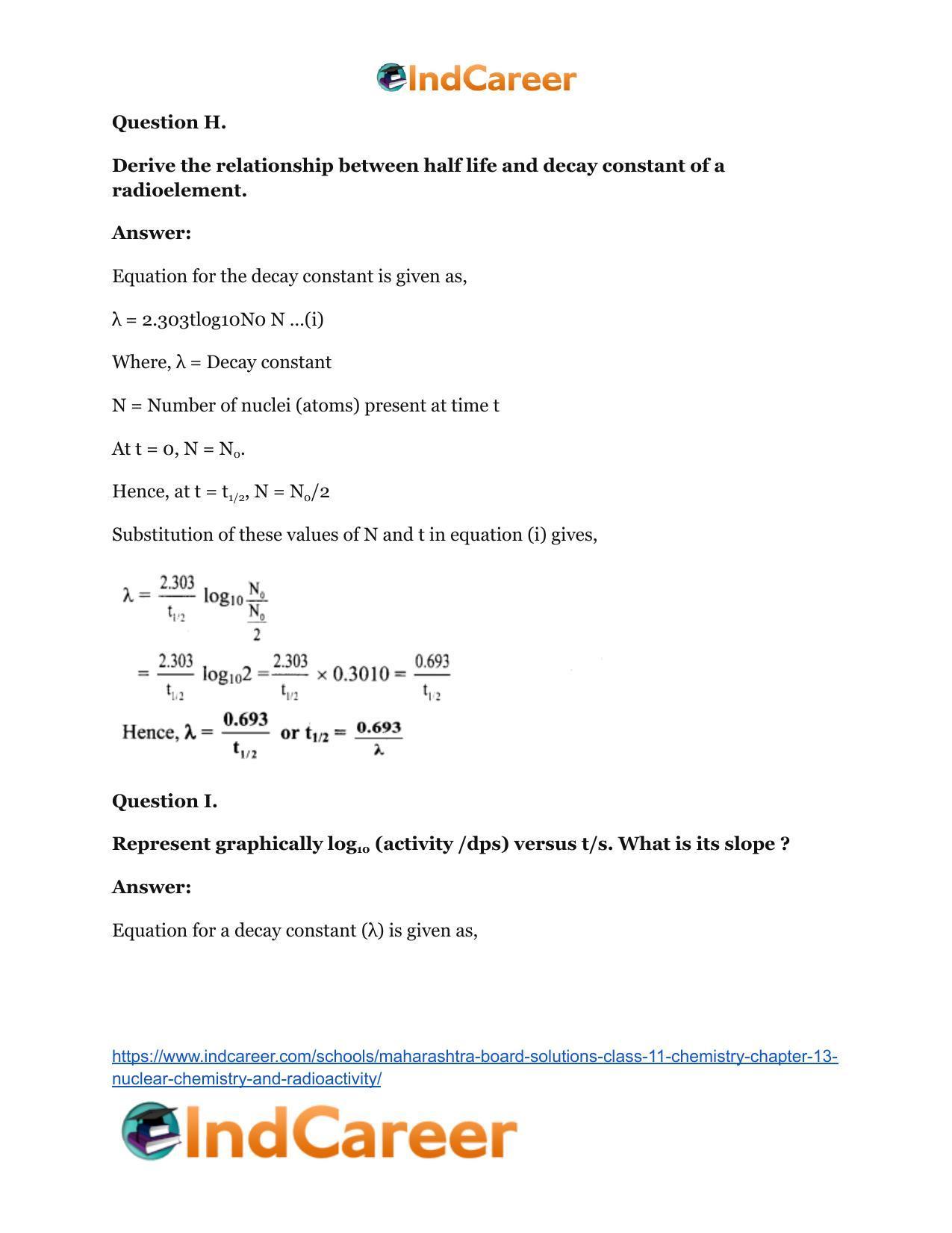 Maharashtra Board Solutions Class 11-Chemistry: Chapter 13- Nuclear Chemistry and Radioactivity - Page 14
