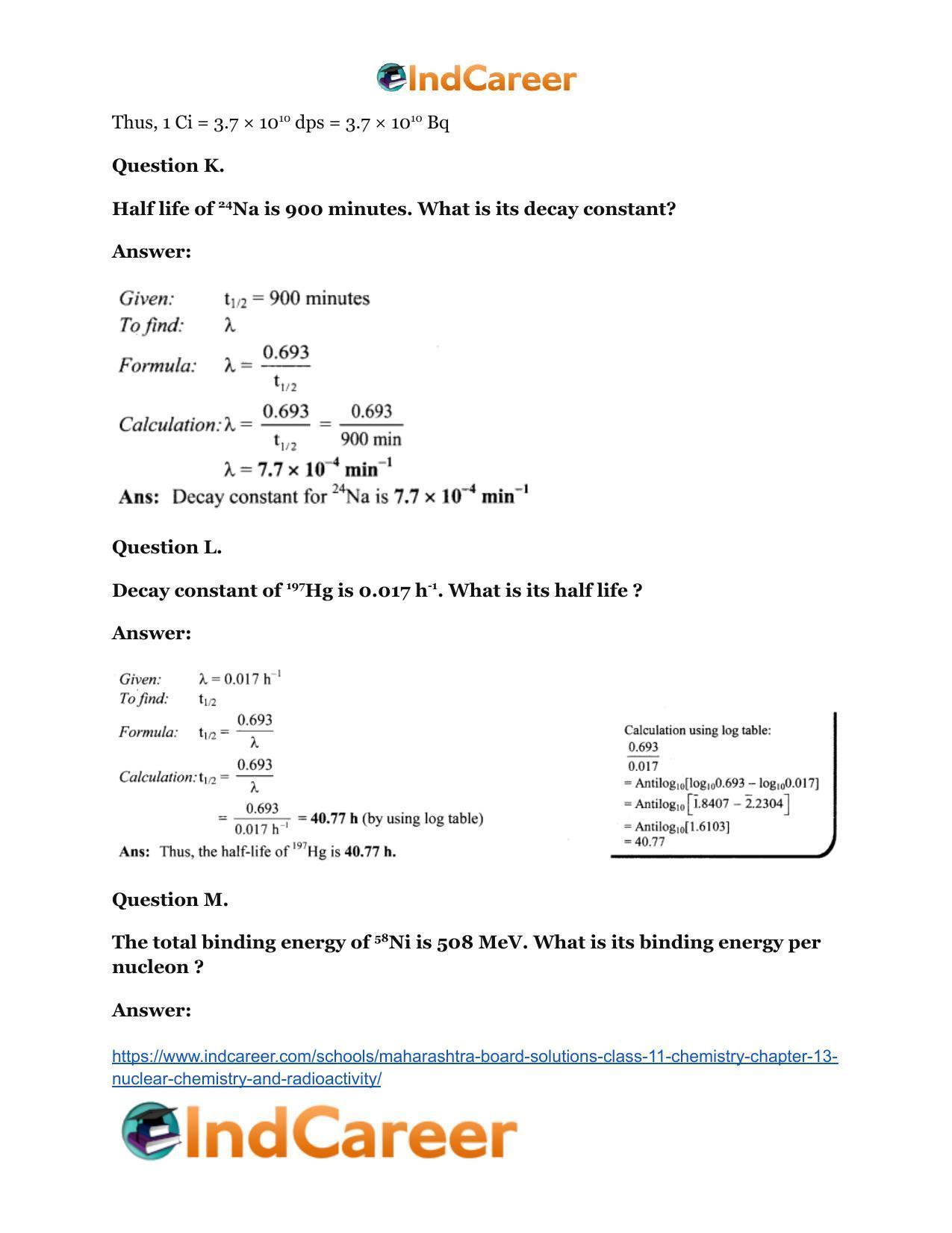 Maharashtra Board Solutions Class 11-Chemistry: Chapter 13- Nuclear Chemistry and Radioactivity - Page 16