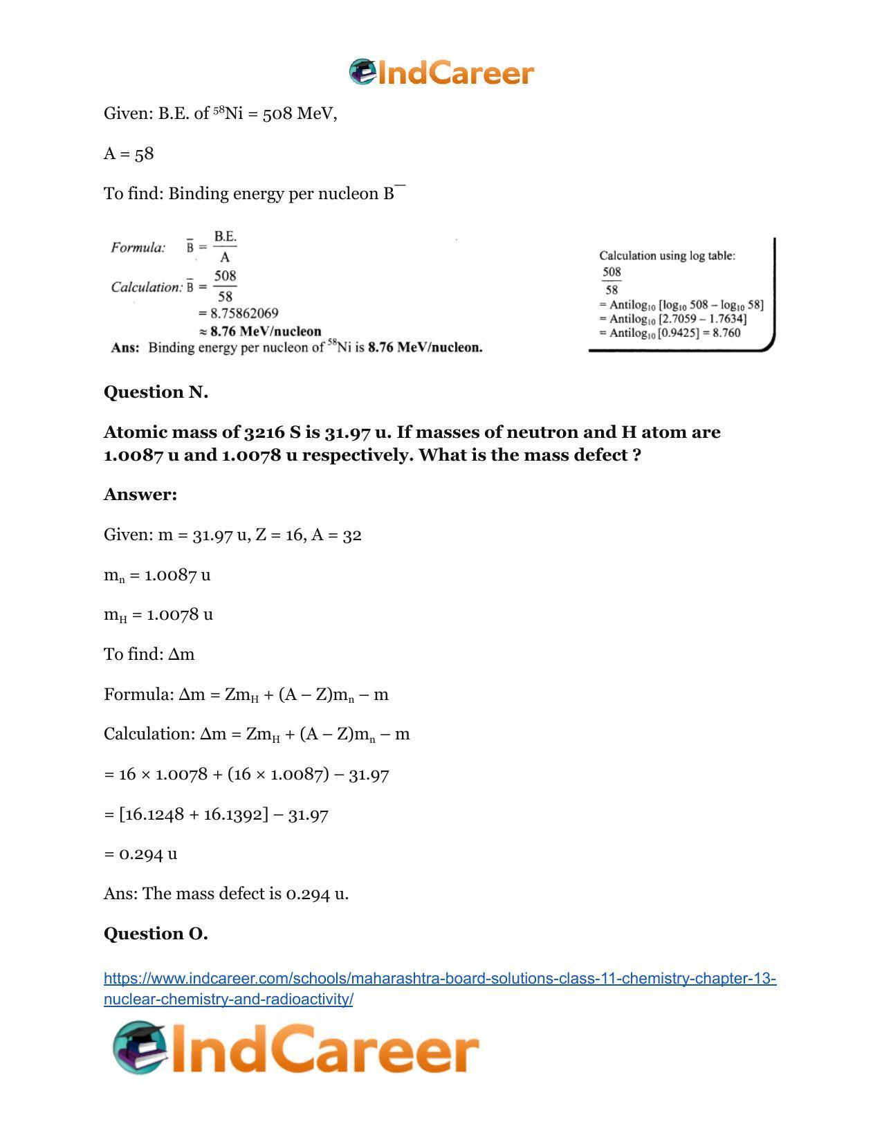 Maharashtra Board Solutions Class 11-Chemistry: Chapter 13- Nuclear Chemistry and Radioactivity - Page 17
