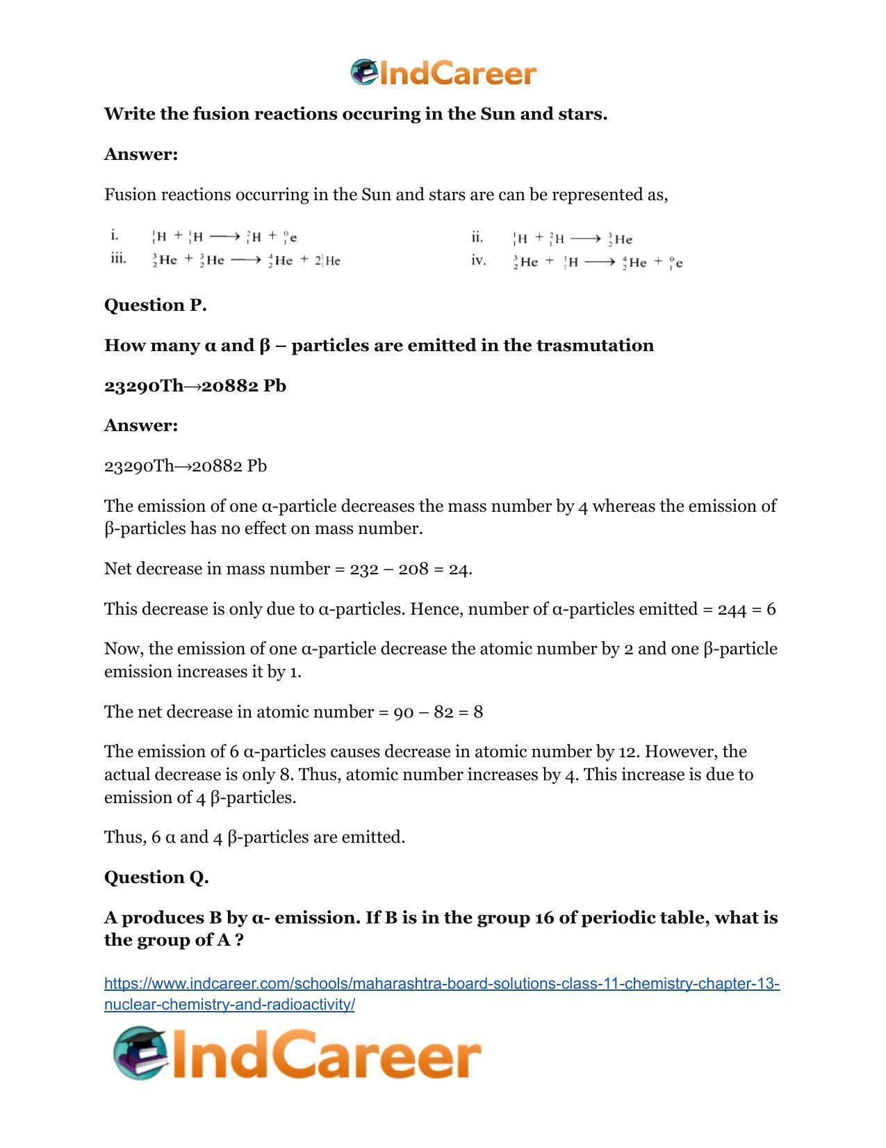 Maharashtra Board Solutions Class 11-Chemistry: Chapter 13- Nuclear Chemistry and Radioactivity - Page 18
