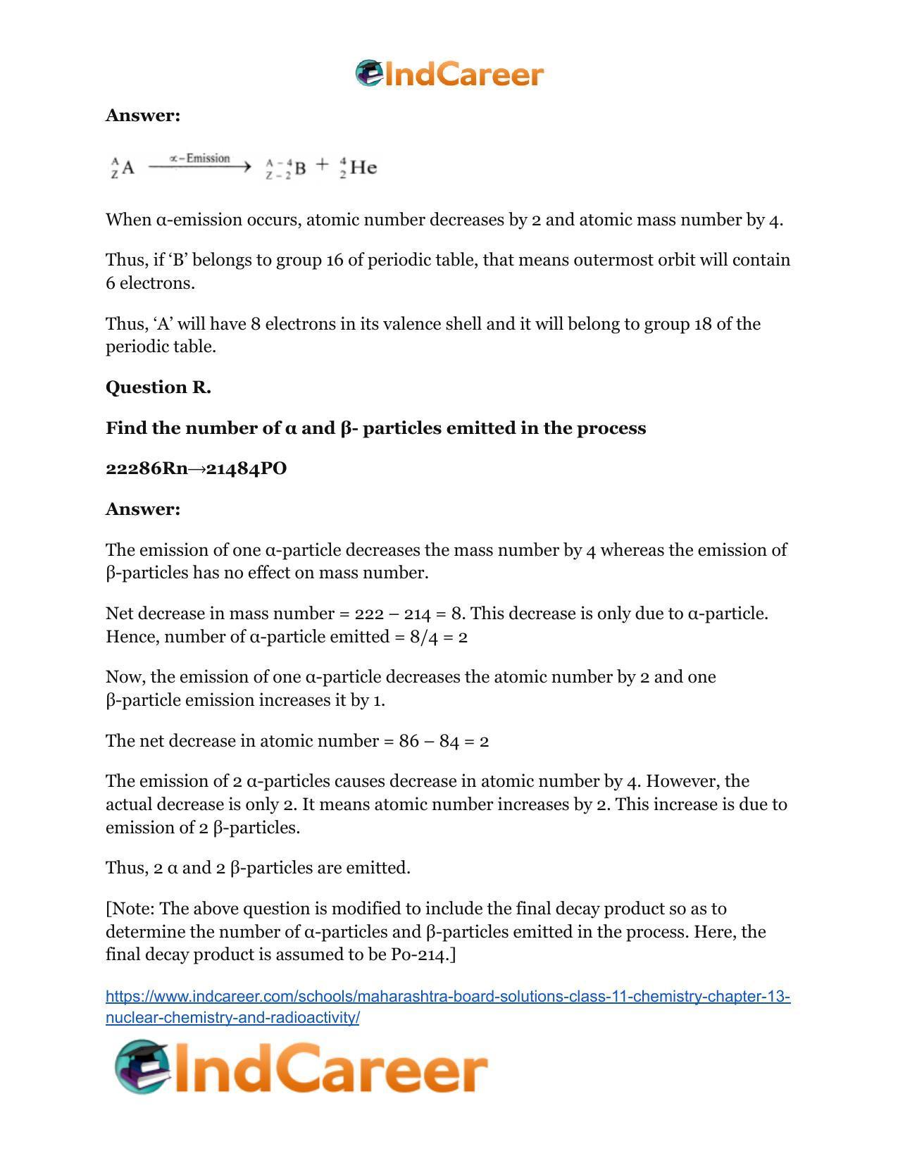 Maharashtra Board Solutions Class 11-Chemistry: Chapter 13- Nuclear Chemistry and Radioactivity - Page 19