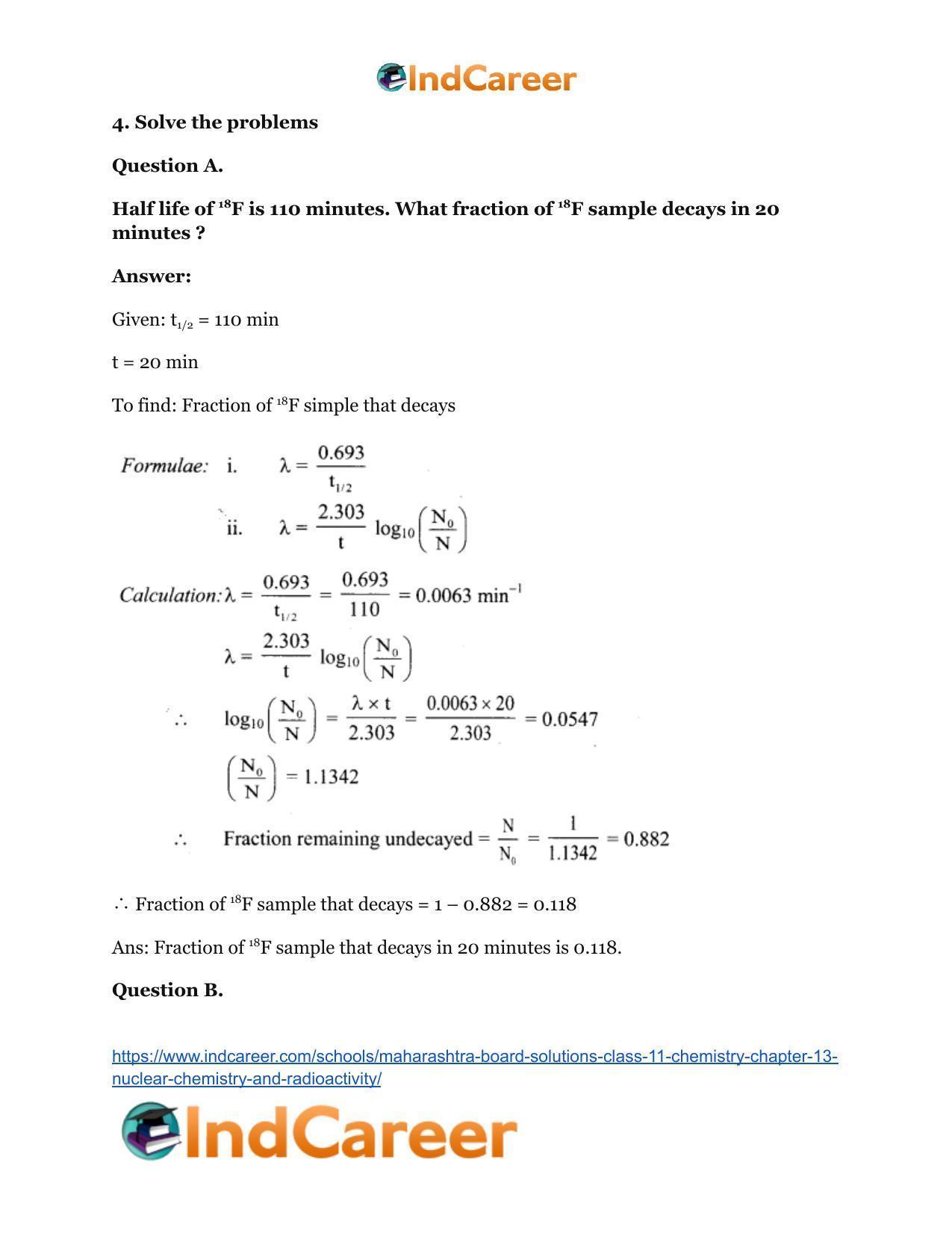 Maharashtra Board Solutions Class 11-Chemistry: Chapter 13- Nuclear Chemistry and Radioactivity - Page 20