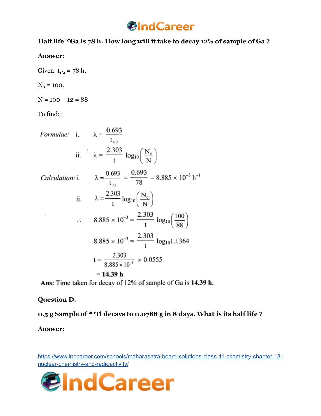 Maharashtra Board Solutions Class 11-Chemistry: Chapter 13- Nuclear Chemistry and Radioactivity - Page 22