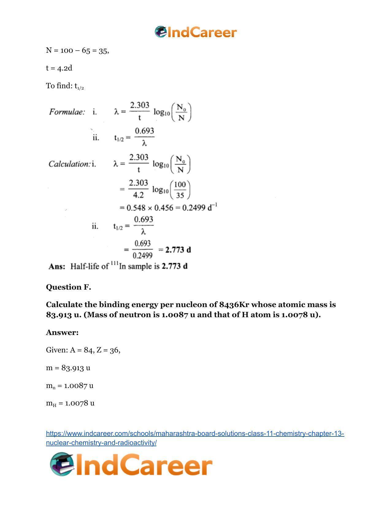 Maharashtra Board Solutions Class 11-Chemistry: Chapter 13- Nuclear Chemistry and Radioactivity - Page 24