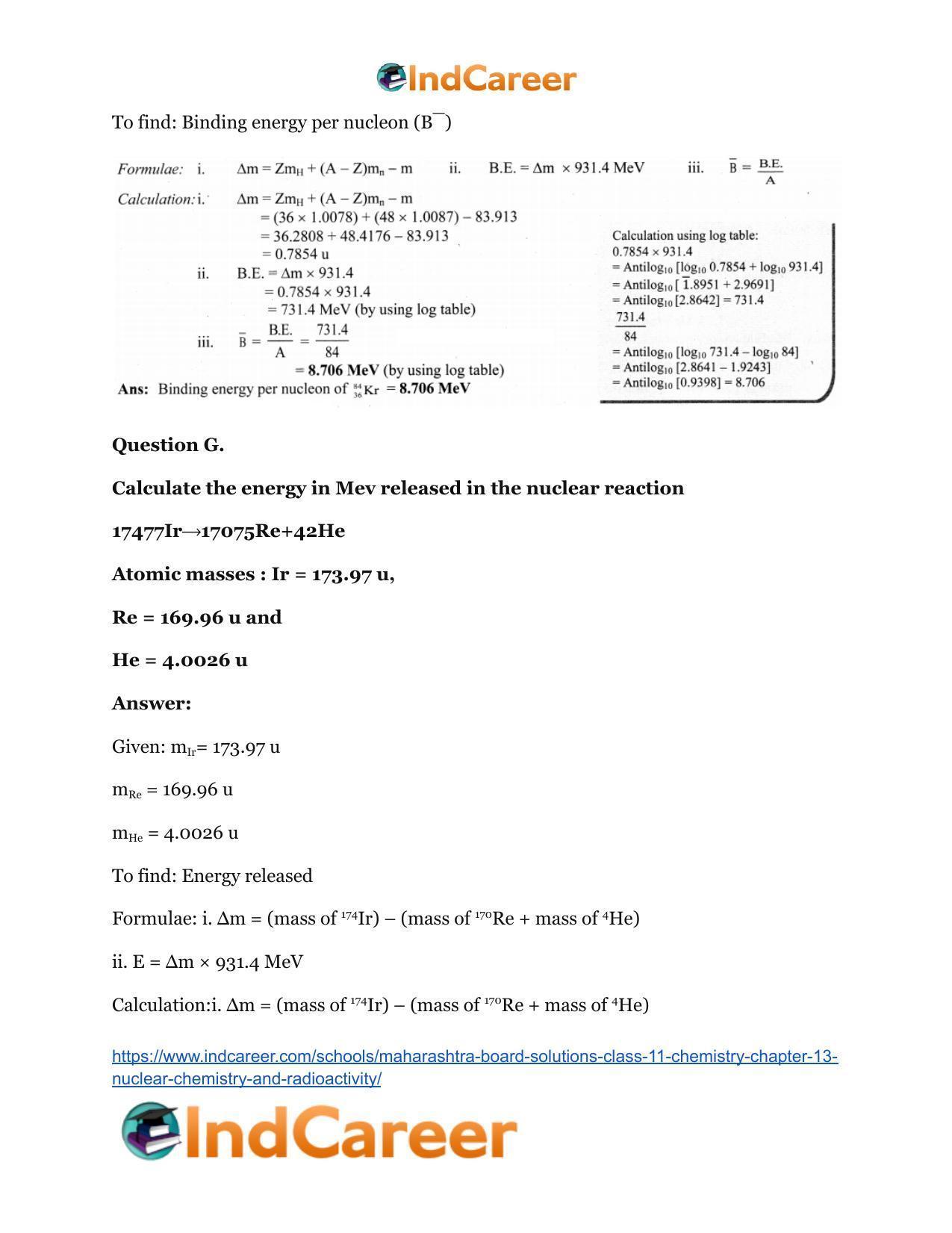 Maharashtra Board Solutions Class 11-Chemistry: Chapter 13- Nuclear Chemistry and Radioactivity - Page 25