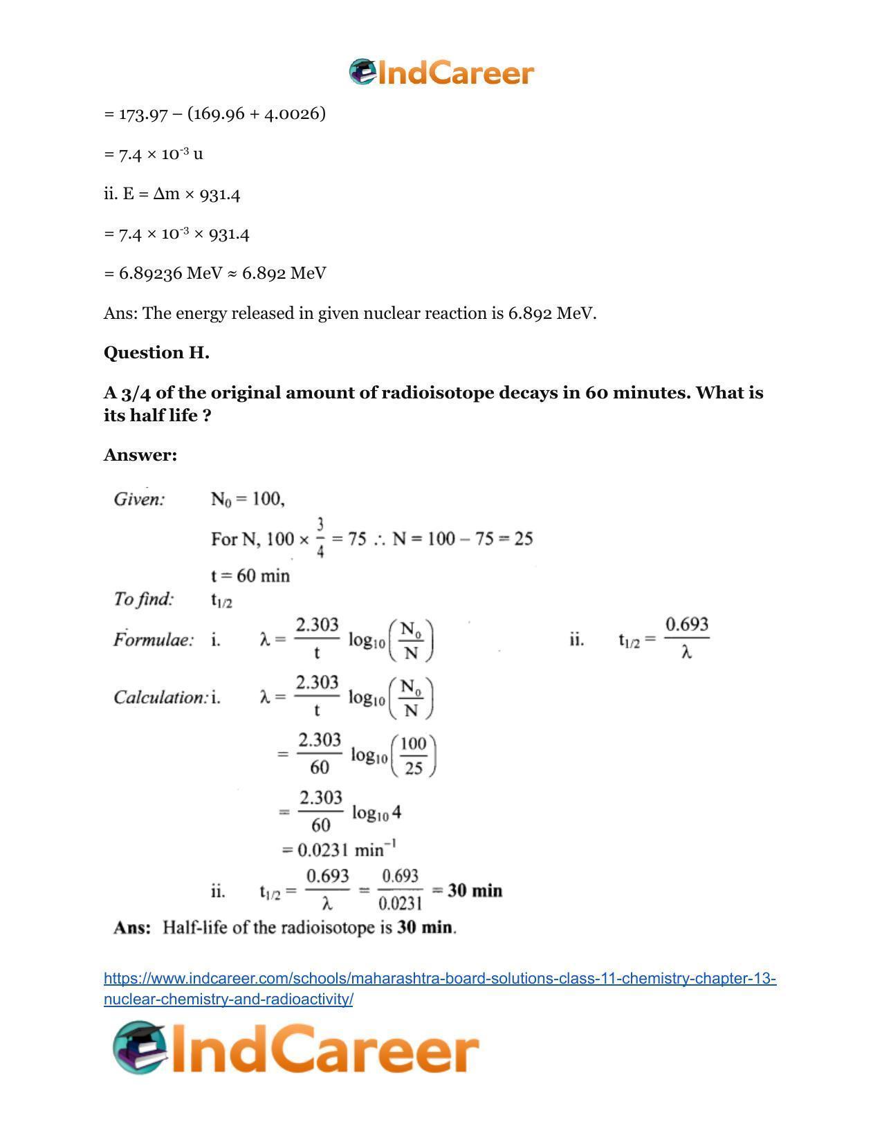 Maharashtra Board Solutions Class 11-Chemistry: Chapter 13- Nuclear Chemistry and Radioactivity - Page 26