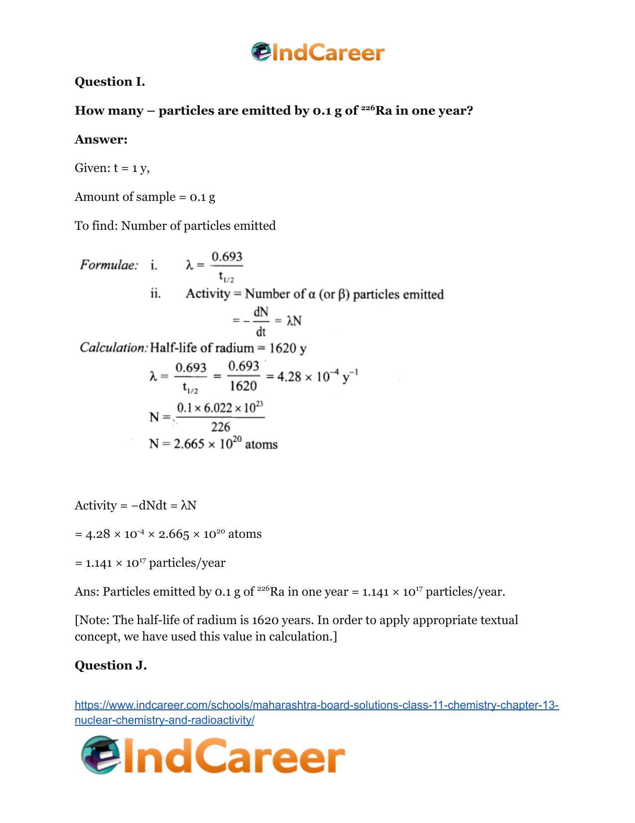 Maharashtra Board Solutions Class 11-Chemistry: Chapter 13- Nuclear Chemistry and Radioactivity - Page 27