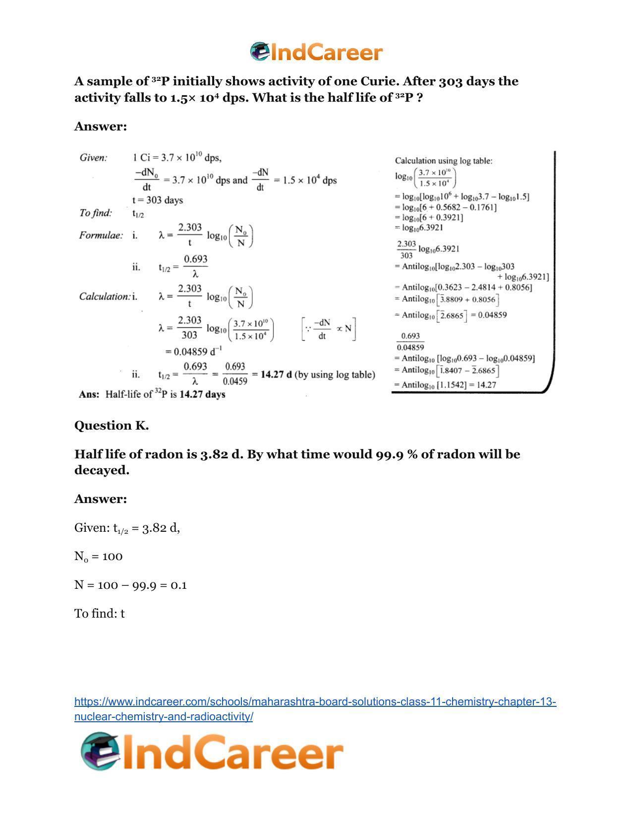 Maharashtra Board Solutions Class 11-Chemistry: Chapter 13- Nuclear Chemistry and Radioactivity - Page 28