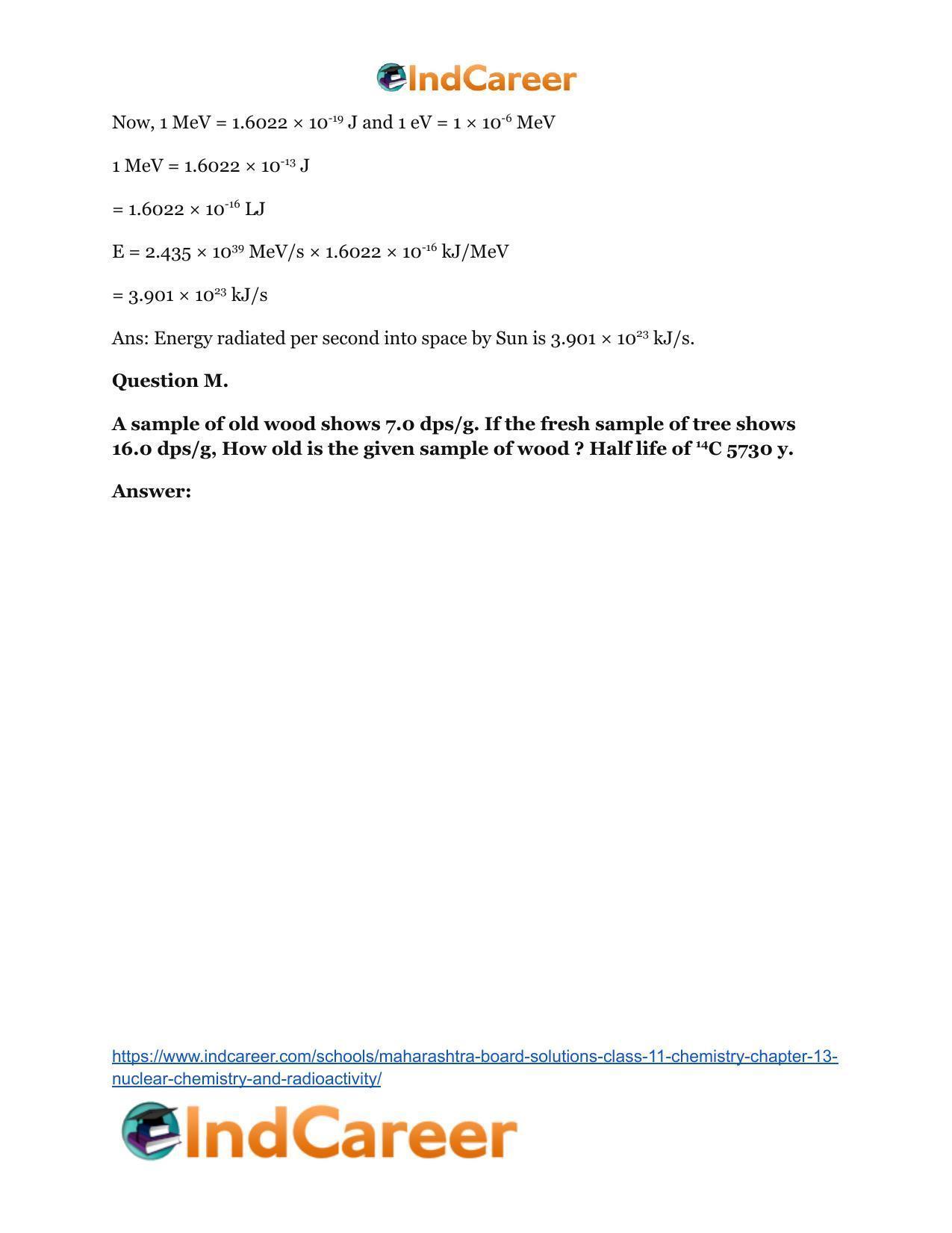 Maharashtra Board Solutions Class 11-Chemistry: Chapter 13- Nuclear Chemistry and Radioactivity - Page 30