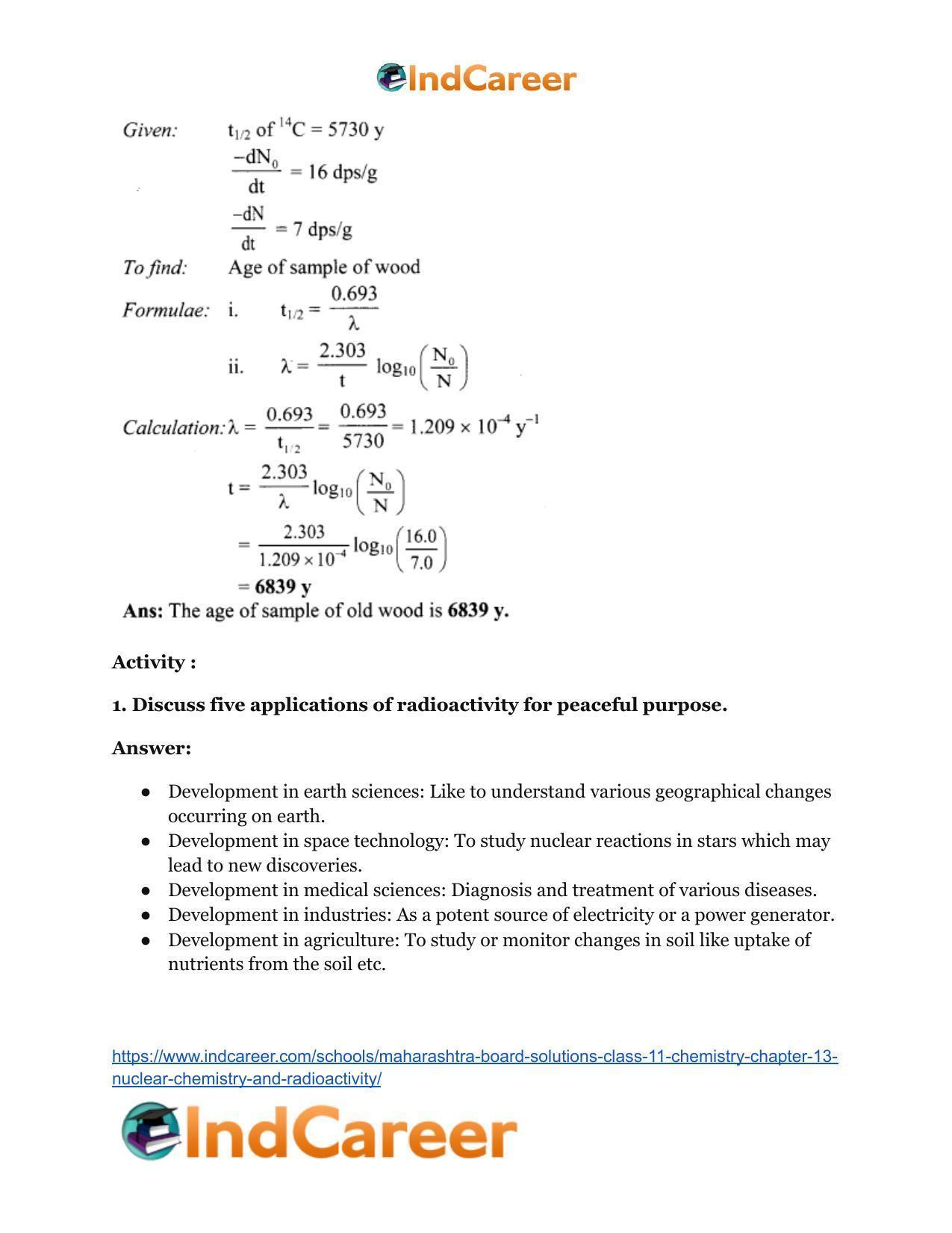 Maharashtra Board Solutions Class 11-Chemistry: Chapter 13- Nuclear Chemistry and Radioactivity - Page 31