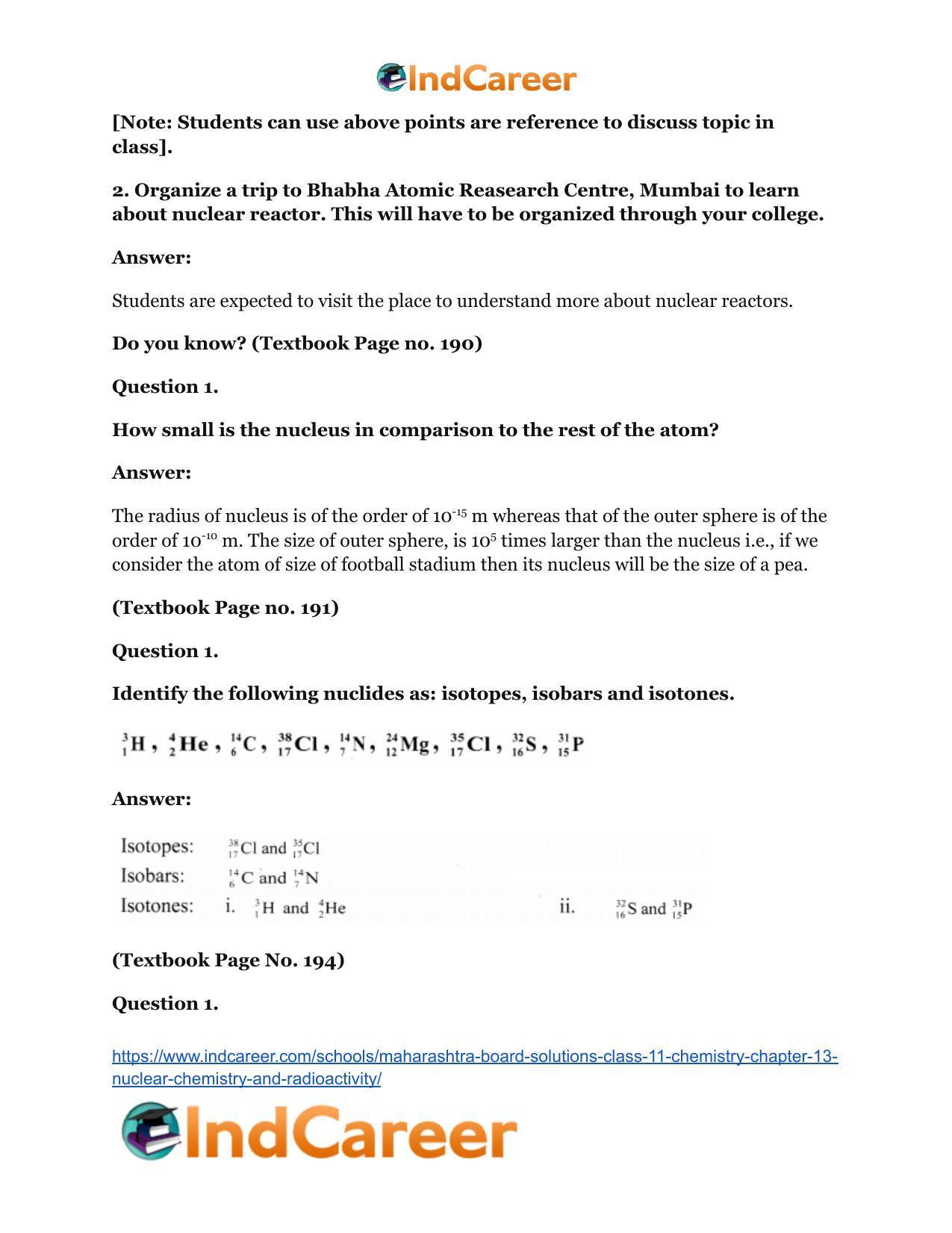 Maharashtra Board Solutions Class 11-Chemistry: Chapter 13- Nuclear Chemistry and Radioactivity - Page 32