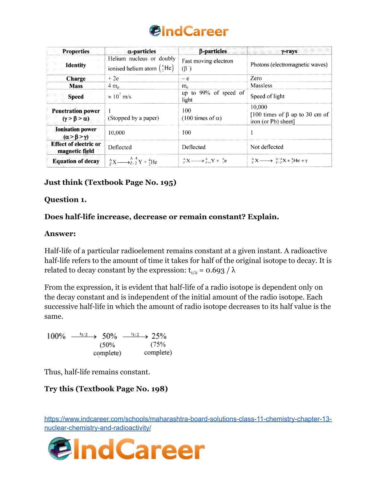 Maharashtra Board Solutions Class 11-Chemistry: Chapter 13- Nuclear Chemistry and Radioactivity - Page 34