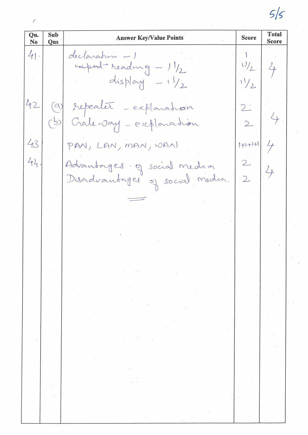 Kerala Plus One (Class 11th) Computer Science & Information Technology Answer Key 2021 - Page 5