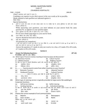 HPBOSE Class 9th Tourism Sample Question Papers 2025