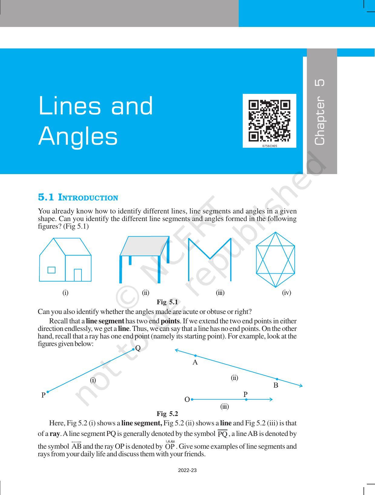 NCERT Book for Class 7 Maths: Chapter 5-Lines and Angles - Page 1