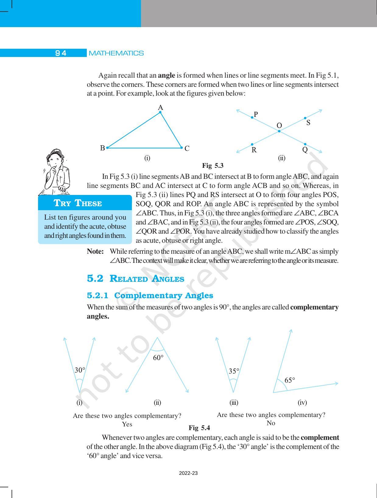 NCERT Book for Class 7 Maths: Chapter 5-Lines and Angles - Page 2