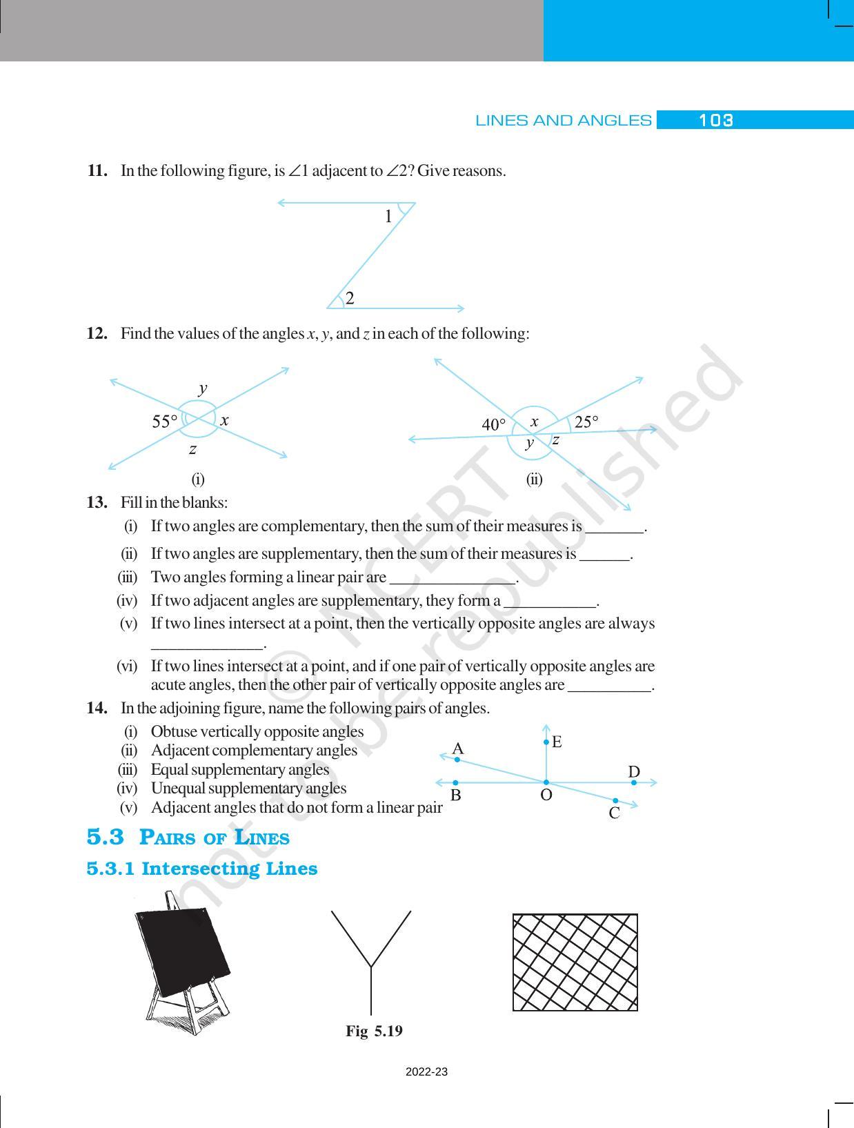 NCERT Book for Class 7 Maths: Chapter 5-Lines and Angles - Page 11