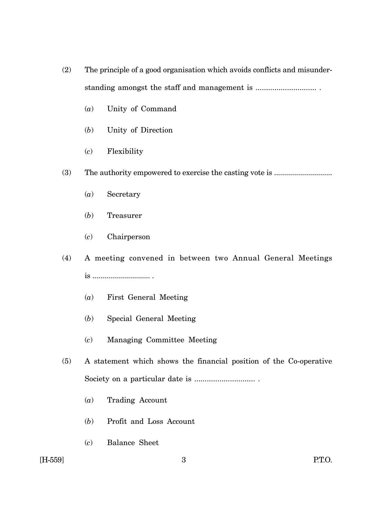 Goa Board Class 12 Co-operation(CWSN) 2019 (March 2019) Question Paper - Page 3