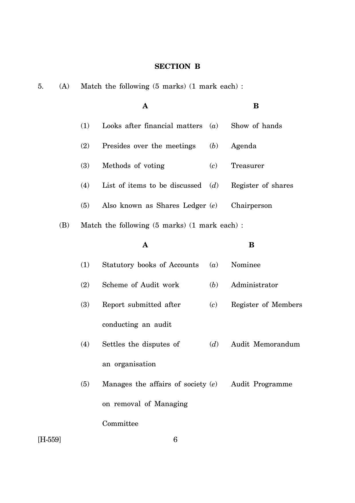 Goa Board Class 12 Co-operation(CWSN) 2019 (March 2019) Question Paper - Page 6