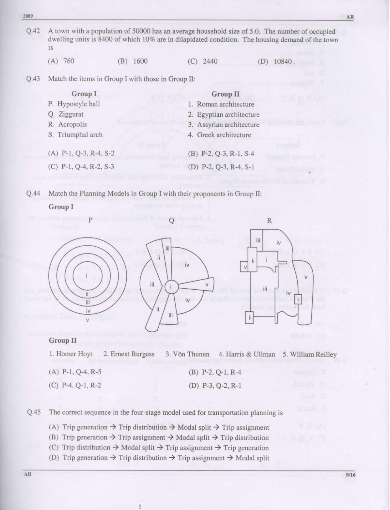GATE 2009 Architecture and Planning (AR) Question Paper with Answer Key - Page 9