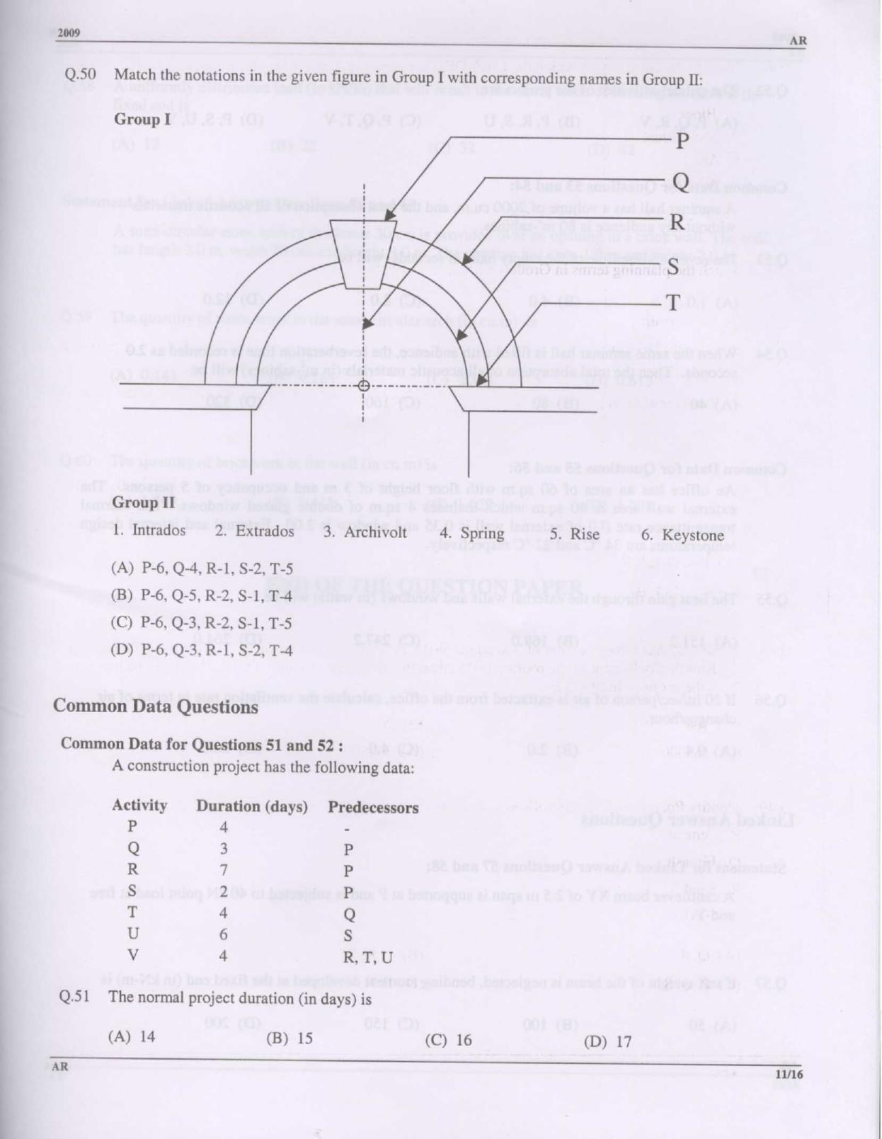 GATE 2009 Architecture and Planning (AR) Question Paper with Answer Key - Page 11