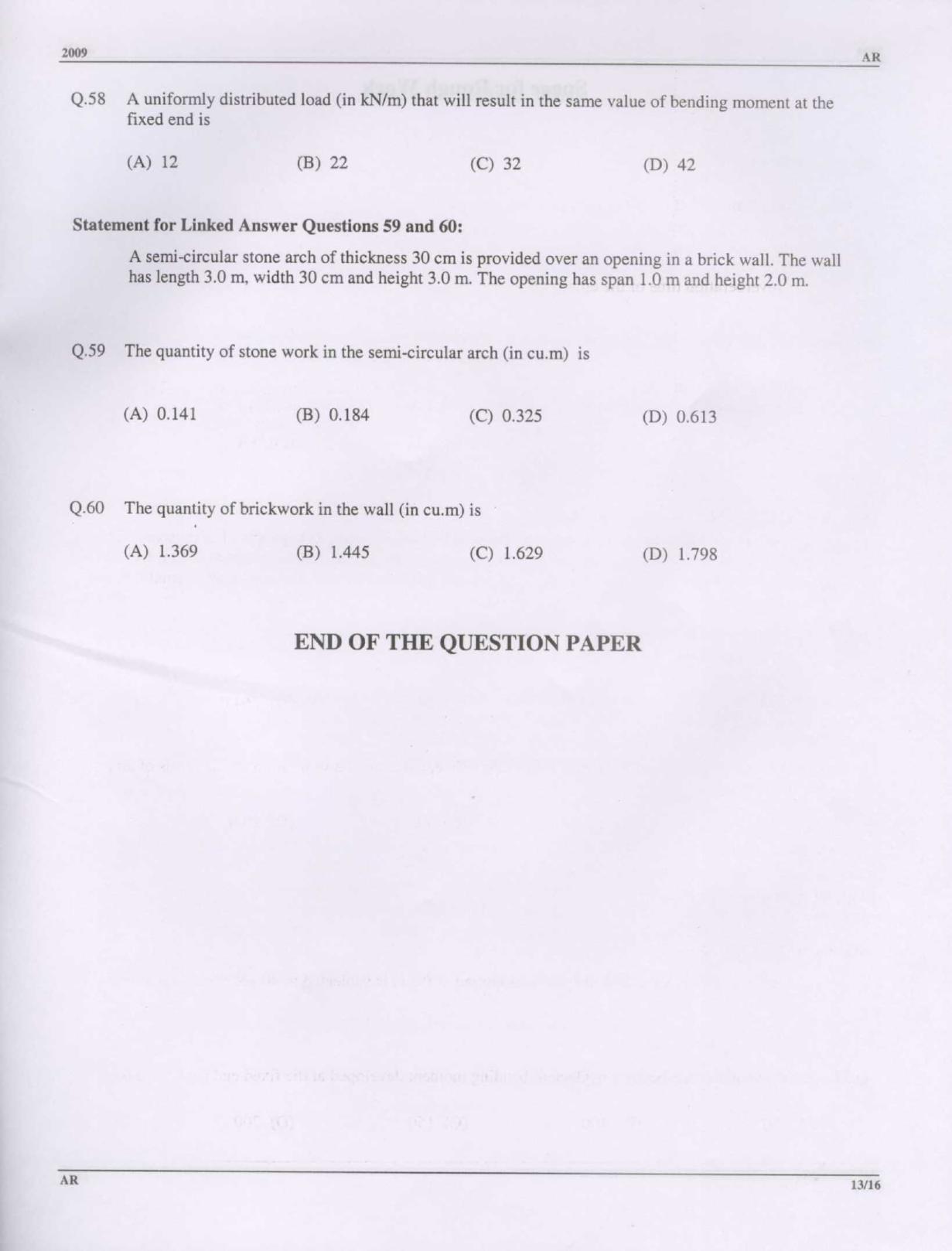 GATE 2009 Architecture and Planning (AR) Question Paper with Answer Key - Page 13