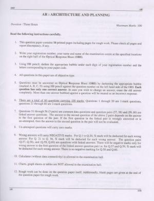 GATE 2009 Architecture and Planning (AR) Question Paper with Answer Key