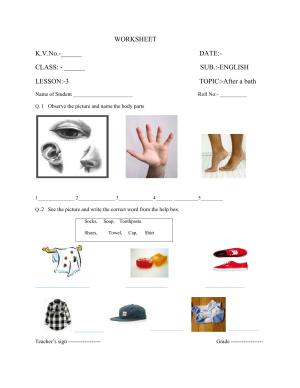 Worksheet for Class 1 English Assignment 17 After a Bath