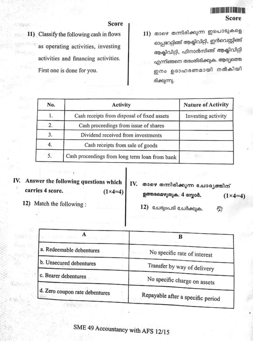 Kerala Plus Two 2019 Accountancy AFS Model Question Paper - Page 11