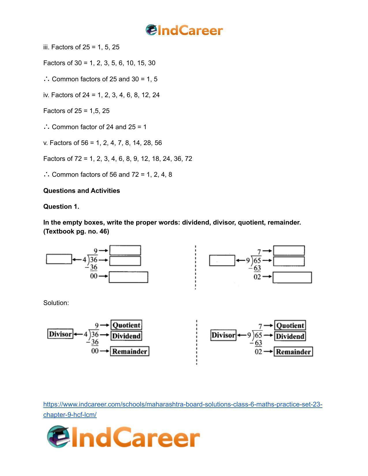 Maharashtra Board Solutions Class 6-Maths (Practice Set 23): Chapter 9- HCF-LCM - Page 3