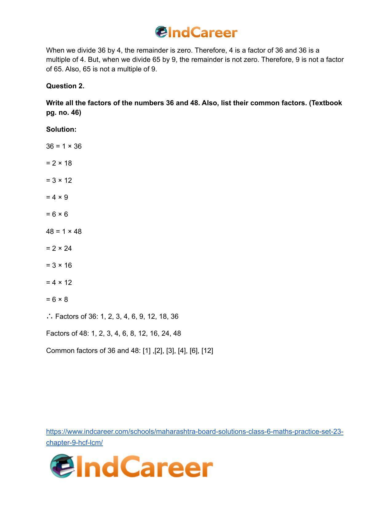 Maharashtra Board Solutions Class 6-Maths (Practice Set 23): Chapter 9- HCF-LCM - Page 4