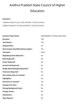 AP EAPCET 2023 - 17 May 2023 Forenoon - Master Engineering Question Paper With Preliminary Keys
