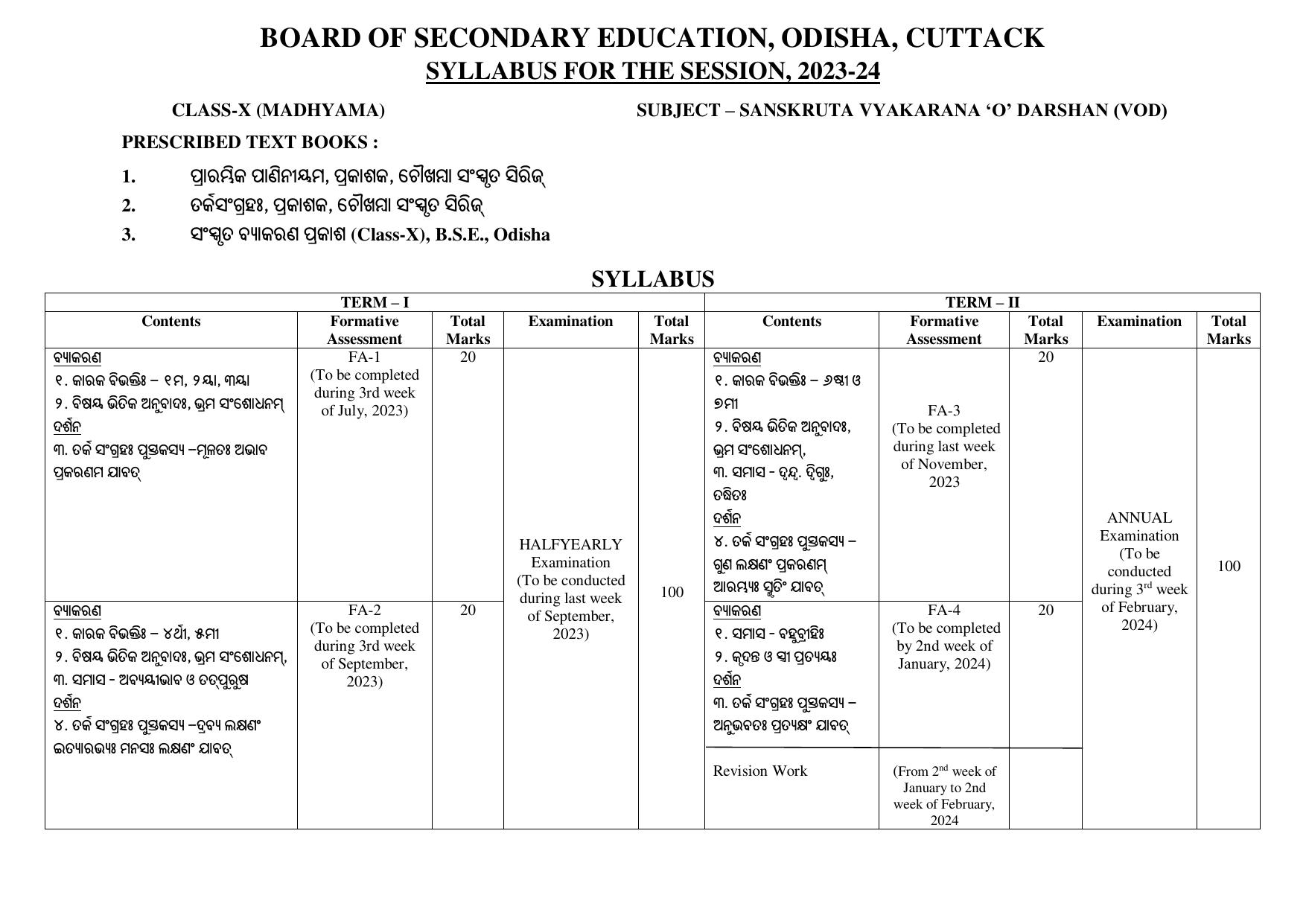 BSE Odisha Class 10 (Madhyama) Syllabus - Page 3